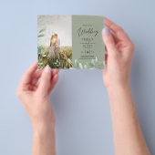 BUDGET Greenery laat foto's overlay bruiloft QR Flyer (Hand)