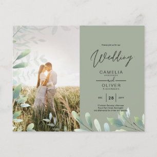 BUDGET Greenery laat foto's overlay bruiloft QR Flyer