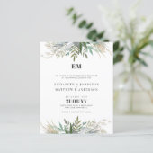 Budget Greenery laat Typografie Wedding Invites (Staand voorkant)