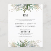 Budget Greenery laat Typografie Wedding Invites (Voorkant)