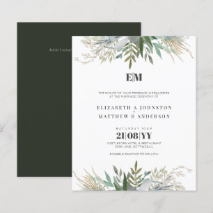 Budget Greenery laat Typografie Wedding Invites