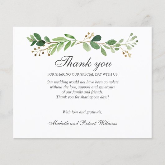 BUDGET Greenery Leaves Summer Spring BEDANKT U (Voorkant)