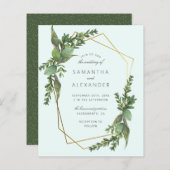 Budget Greenery Mint & Gold Geometric Wedding (Voorkant / Achterkant)