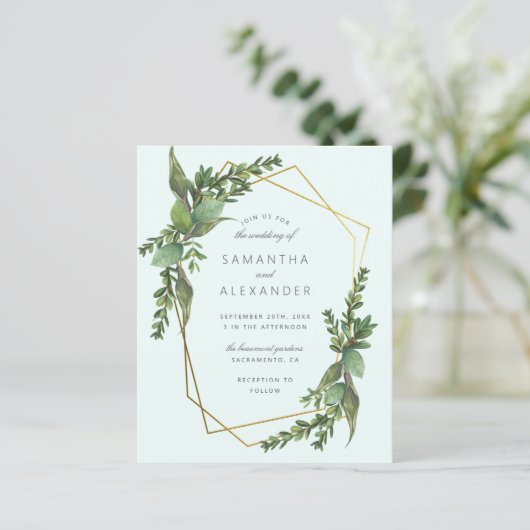 Budget Greenery Mint & Gold Geometric Wedding (Staand voorkant)