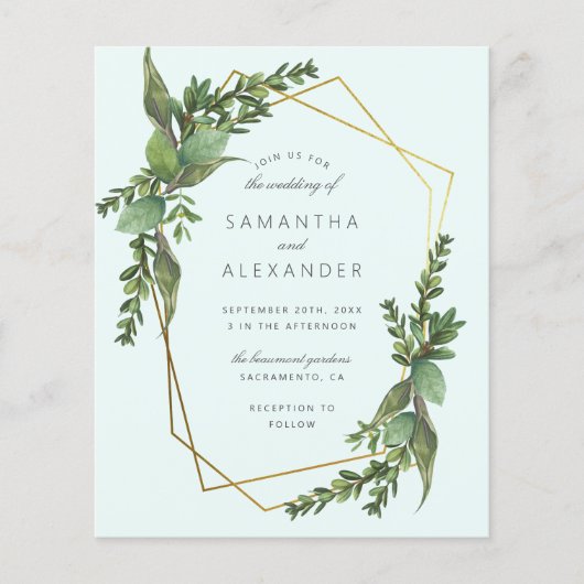 Budget Greenery Mint & Gold Geometric Wedding (Voorkant)