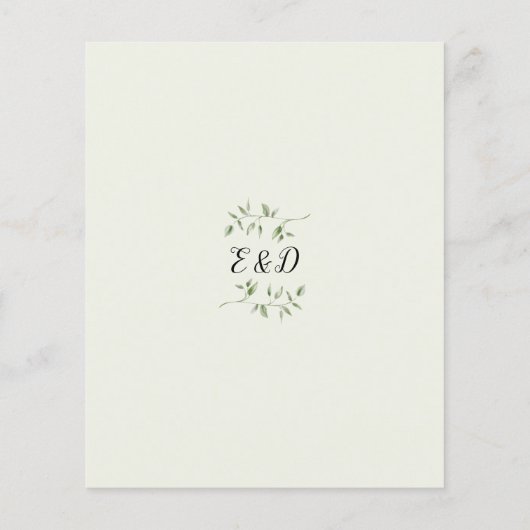 Budget Greenery Monogram Wedding Uitnodiging (Achterkant)