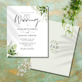 Budget Greenery Monogram Wedding Uitnodiging