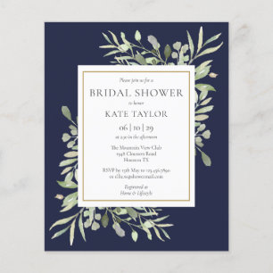 Budget Greenery Navy Blue Bridal Shower