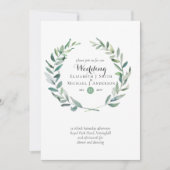 Budget Greenery Olive Leaves Wedding Invites Kaart (Voorkant)