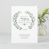Budget Greenery Olive Leaves Wedding Invites Kaart (Staand voorkant)