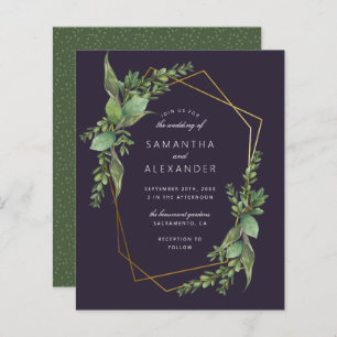 Budget Greenery Paars & Gold Geometric Wedding