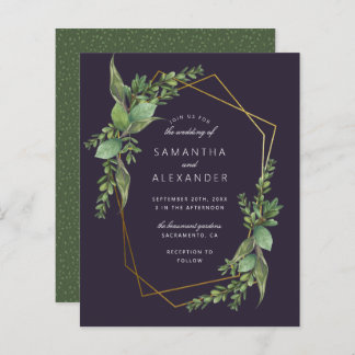 Budget Greenery Paars & Gold Geometric Wedding