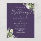 Budget Greenery Paarse Photo Wedding Invitation (Voorkant)