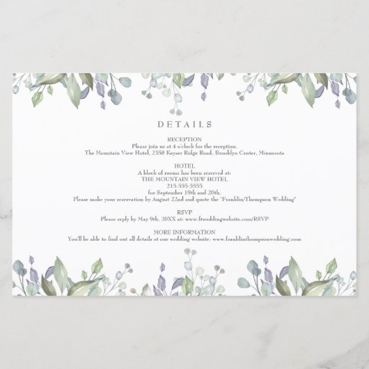 Budget Greenery Photo All-in-One Wedding Invite (Achterkant)