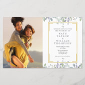 Budget Greenery Photo All-in-One Wedding Invite (Voorkant)