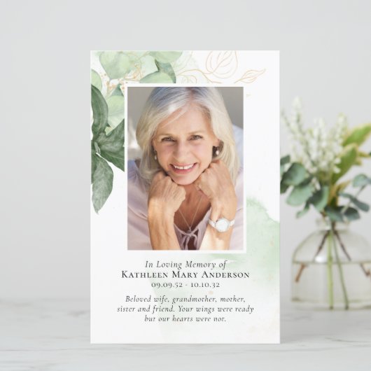 BUDGET Greenery Photo Memorial Service Programme (Staand voorkant)