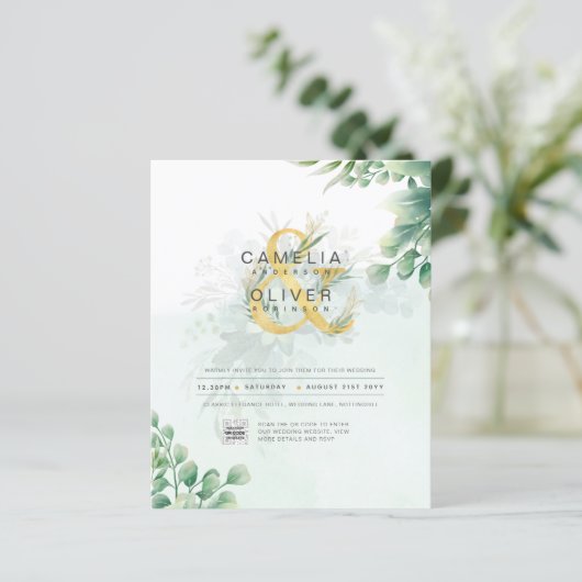 BUDGET Greenery PHOTO Weddenschap QR CODE (Staand voorkant)