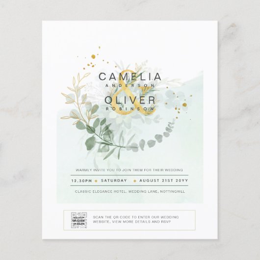 BUDGET Greenery PHOTO Weddenschap QR CODE F Flyer (Voorkant)