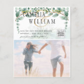 BUDGET Greenery PHOTO Wedding Save the Date QRcode Flyer (Voorkant)