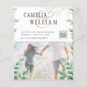 BUDGET Greenery PHOTO Wedding Save the Date QRcode Flyer (Voorkant)