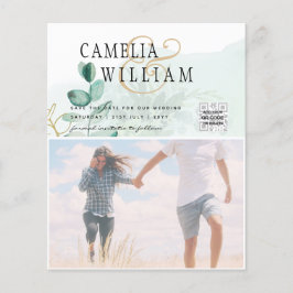 BUDGET Greenery PHOTO Wedding Save the Date QRcode Flyer