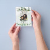 BUDGET Greenery PHOTO Wedding Save the Date QRcode Flyer (Hand)