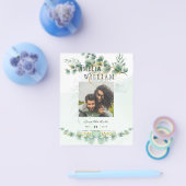 BUDGET Greenery PHOTO Wedding Save the Date QRcode Flyer (Enkel)