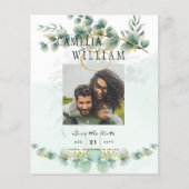 BUDGET Greenery PHOTO Wedding Save the Date QRcode Flyer (Voorkant)