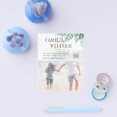 BUDGET Greenery PHOTO Wedding Save the Date QRcode Flyer (Enkel)