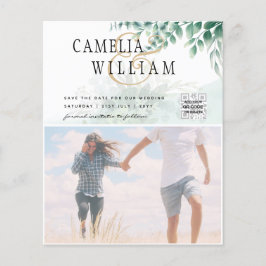 BUDGET Greenery PHOTO Wedding Save the Date QRcode Flyer