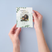 BUDGET Greenery PHOTO Wedding Save the Date QRcode Flyer (Hand)