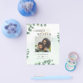 BUDGET Greenery PHOTO Wedding Save the Date QRcode Flyer (Enkel)