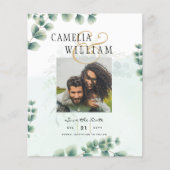 BUDGET Greenery PHOTO Wedding Save the Date QRcode Flyer (Voorkant)
