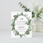 Budget Greenery Pine Cone Wedding Invite (Staand voorkant)
