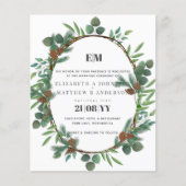 Budget Greenery Pine Cone Wedding Invite (Voorkant)