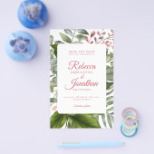 Budget Greenery Pink Foliage Wedding Uitnodiging Flyer (Enkel)