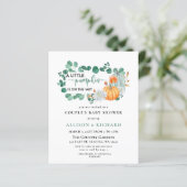Budget Greenery Pumpkin Baby shower Uitnodiging (Staand voorkant)