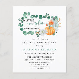 Budget Greenery Pumpkin Baby shower Uitnodiging