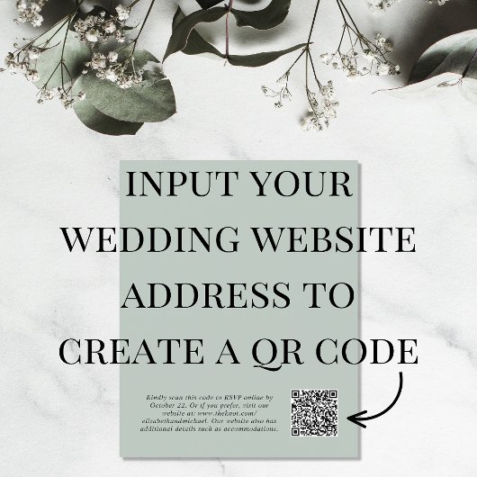 Budget Greenery QR Code Wedding Uitnodiging
