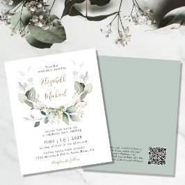 Budget Greenery QR Code Wedding Uitnodiging