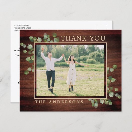 Budget Greenery Rustic Foto Wedding Dank u (Voorkant / Achterkant)