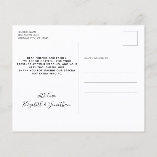 Budget Greenery Rustic Foto Wedding Dank u (Achterkant)