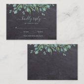 Budget Greenery Rustic Leaves Wedding RSVP Kaart Notitiekaartje (Voorkant / Achterkant)