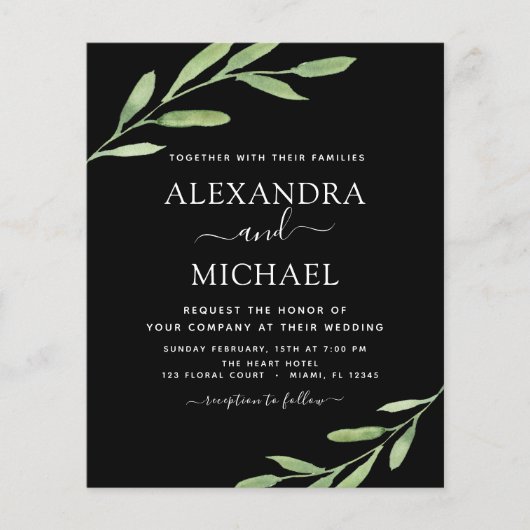 Budget Greenery Rustic Simple Elegant Wedding Flyer (Voorkant)