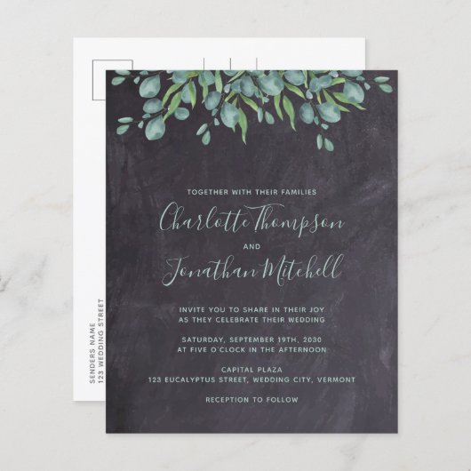 Budget Greenery Rustic Wedding Uitnodiging (Voorkant / Achterkant)