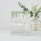 Budget Greenery Rustic Wedding Uitnodiging (Staand voorkant)