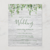 Budget Greenery Rustic Wedding Uitnodiging (Voorkant)