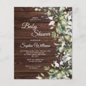 Budget Greenery Rustic Wood Baby shower Uitnodigin (Voorkant)