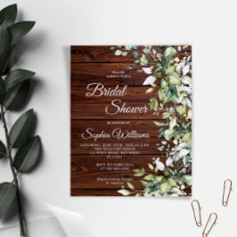 Budget Greenery Rustic Wood Bridal Uitnodiging