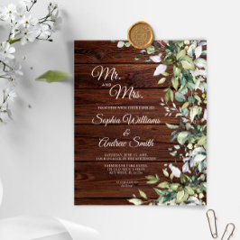 Budget Greenery Rustic Wood Wedding Uitnodiging